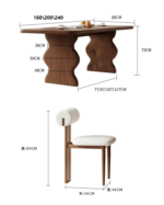 طاولة طعام رخام مع كراسي - Image 7