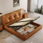 سرير نوم مزدوج من جلد بتصميم ايطالي - Image 3