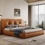 سرير نوم مزدوج من جلد بتصميم ايطالي