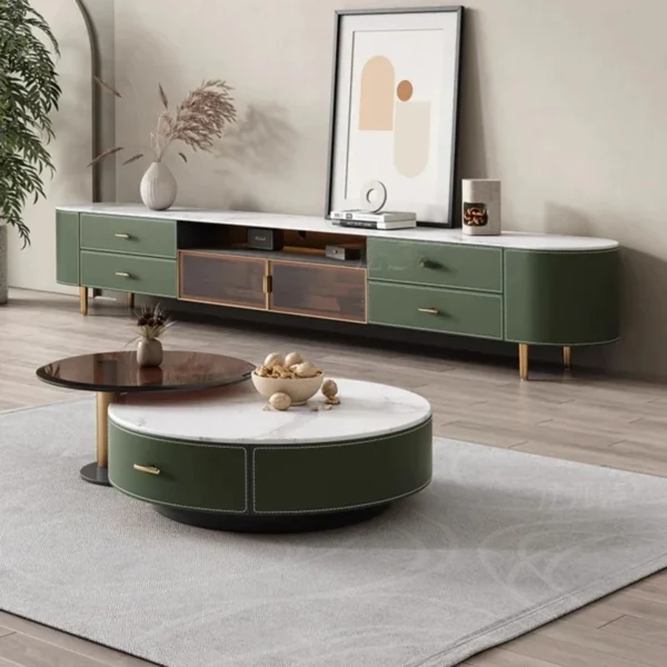 طقم طاولات قهوة وتلفزيون مودرن