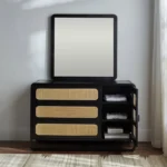 طاولة تزيين بأدراج ورف مع مرأة - Image 3