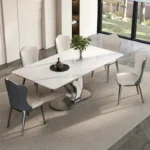 طاولة طعام بقاعدة بتصميم حديث مع كراسي - Image 2