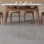 طاولة طعام خشبية رخامية مع كراسي متينة - Image 2