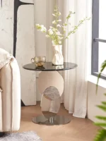 ⁦طاولة قهوة دائرية مبتكرة من الزجاج⁩ - الصورة ⁦5⁩