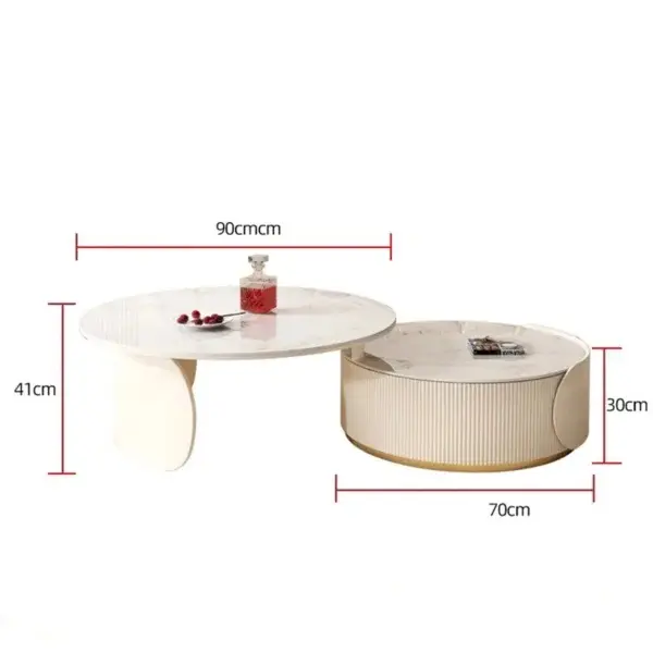 طاولة قهوة بيضاء مستديرة