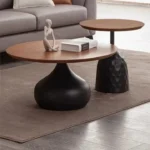 ⁦طاولة قهوة خشب دائرية فاخرة⁩ - الصورة ⁦5⁩