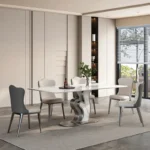 طاولة طعام بقاعدة بتصميم حديث مع كراسي - Image 3