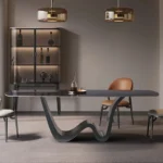 طاولة طعام رخامية متينة مع كراسي - Image 2