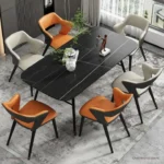 كرسي طاولة طعام جلد فخم - Image 2