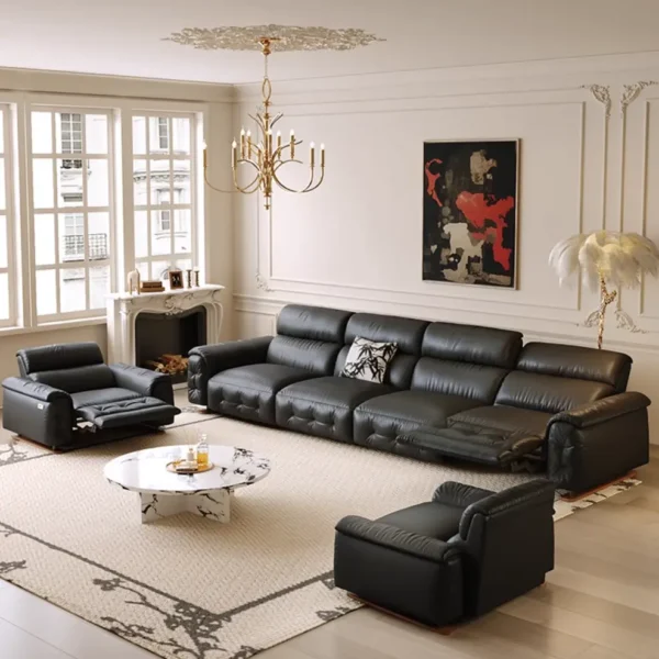 طقم كنب جلد استرخاء