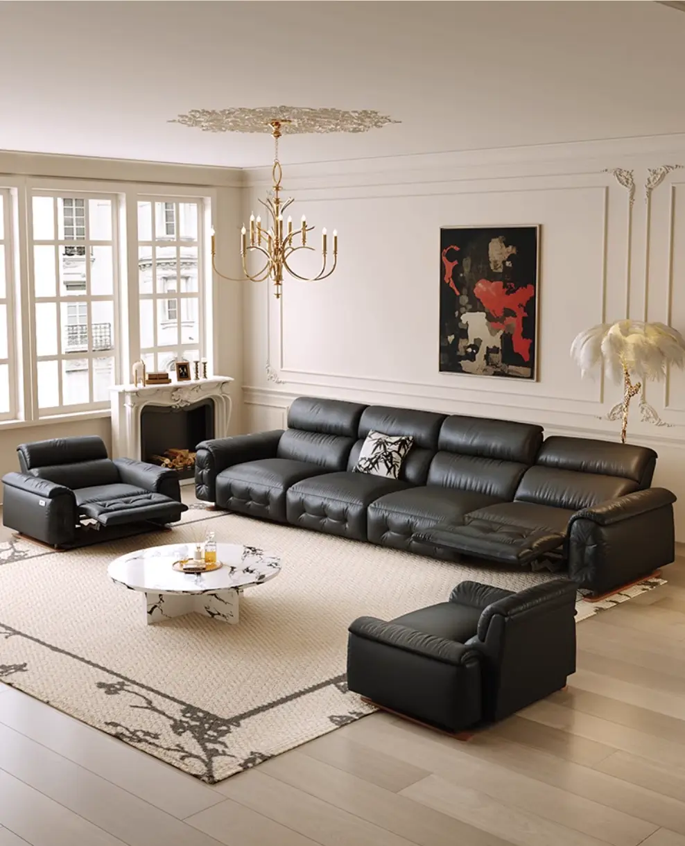 طقم كنب جلد استرخاء طقم كنب جلد استرخاء