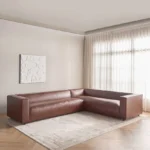 كنب زاوية جلد بني