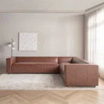 كنب زاوية جلد بني - Image 2