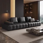 طقم كنب جلد 3 قطع كلاسيك - Image 2