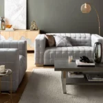 ⁦كنب مودرن ثنائي من قماش مخمل⁩ - الصورة ⁦4⁩