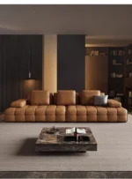 طقم كنب جلد 3 قطع كلاسيك - Image 3