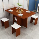 طاولة طعام قابلة للطي مع 4 كراسي - Image 3