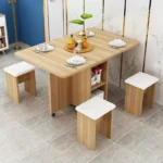 طاولة طعام قابلة للطي مع 4 كراسي