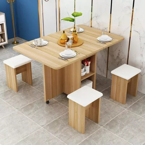 طاولة طعام قابلة للطي مع 4 كراسي