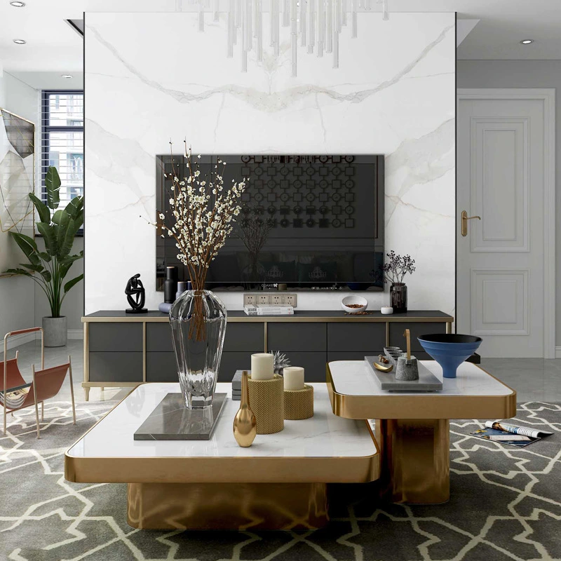 طاولة-قهوة طاولة قهوة فاخرة وخفيفة من الفولاذ