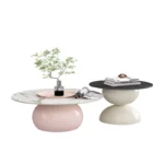 طاولة قهوة من رخام على شكل دائري - Image 5