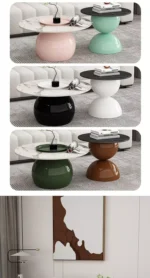 طاولة قهوة من رخام على شكل دائري - Image 4