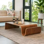 طاولة قهوة خشب على شكل منحني