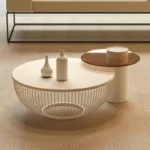 طاولة قهوة مزدوجة دائرية حديثة لغرف المعيشة - Image 2