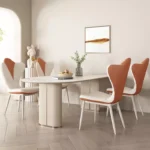 ⁦كرسي طاولة طعام من جلد بتصميم أنيق⁩ - الصورة ⁦9⁩