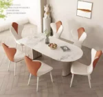 ⁦كرسي طاولة طعام من جلد بتصميم أنيق⁩ - الصورة ⁦2⁩