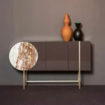 طاولة كونسول خشبية بقاعدة استيل