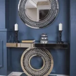 طاولة مدخل كريستال بمرآة زجاجية فضية