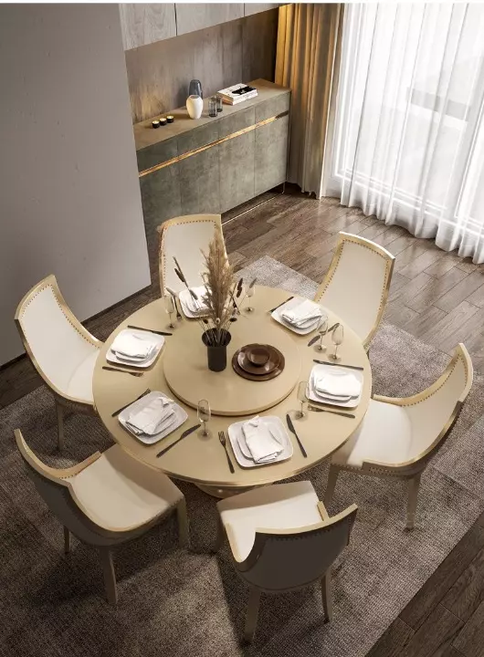 Dining table (1) طاولة طعام مستديرة مع كراسي بتصميم ملكي