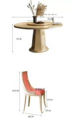 طاولة طعام مستديرة مع كراسي بتصميم ملكي - Image 12