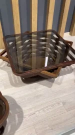 طاولة قهوة من خشب على شكل معين - Image 2