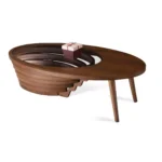 ⁦طاولة قهوة خشب على شكل بيضاوي⁩ - الصورة ⁦5⁩