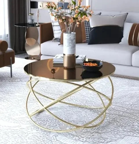 طاولة قهوة استيل وسطح رخام