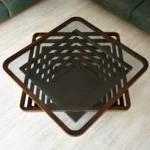 طاولة قهوة من خشب على شكل معين - Image 3