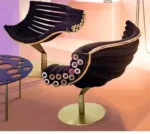 ⁦كرسي مفرد بقاعدة معدنية لغرفة المعيشة⁩ - الصورة ⁦3⁩