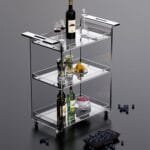 ⁦عربة تقديم أنيقة بثلاثة أرفف بتصميم عصري⁩ - الصورة ⁦7⁩