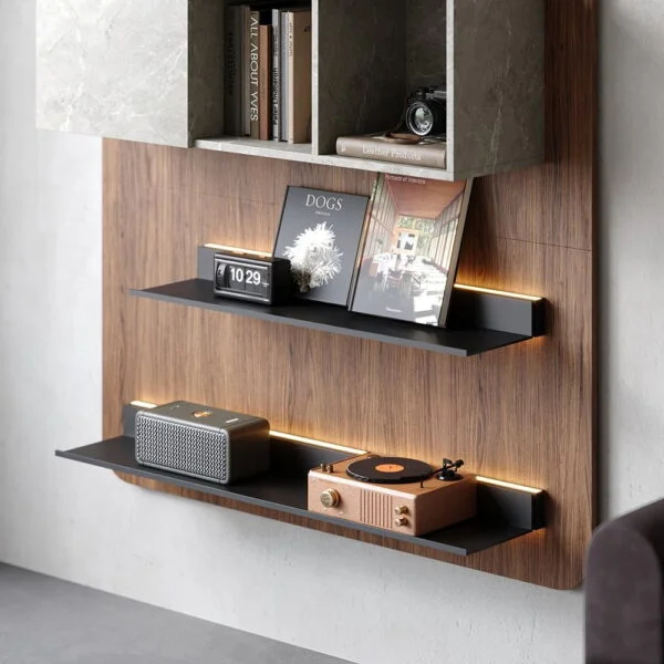 أرفف كتب معلق عصري مع إضاءة