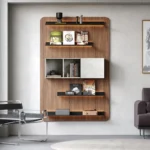 أرفف كتب معلق عصري مع إضاءة