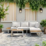 كنب للجلسات الخارجية مع طاولة قهوة