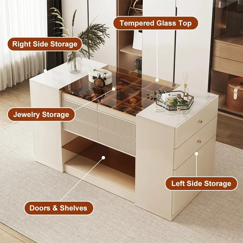 خزانة ملابس بيضاء مودرن مع أدراج وأبواب