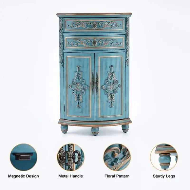 خزانة أدراج زاوية خشبية بتصميم مثلث وأثري