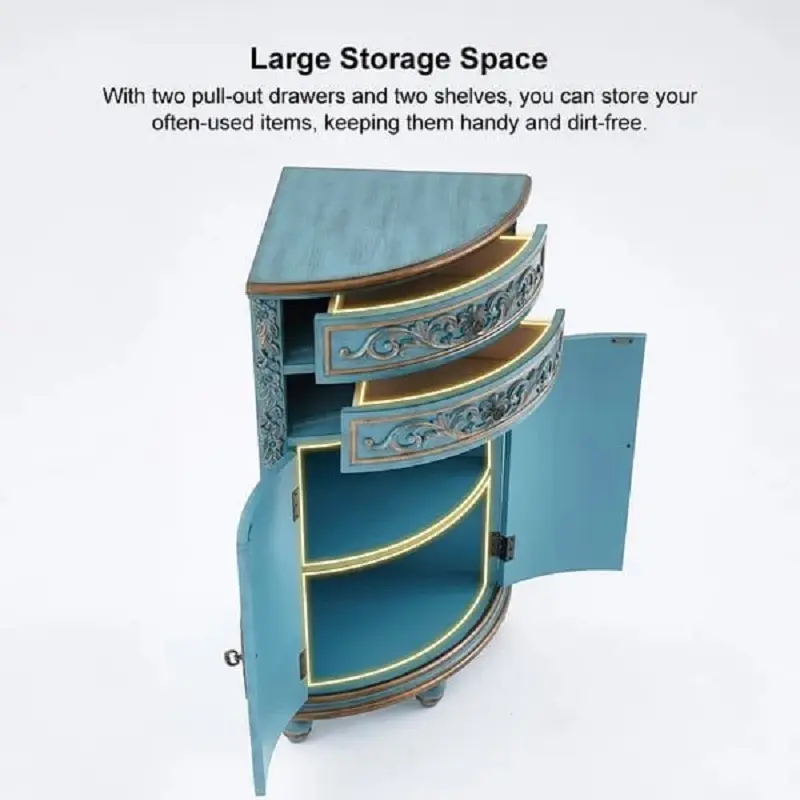 خزانة أدراج زاوية خشبية بتصميم مثلث وأثري