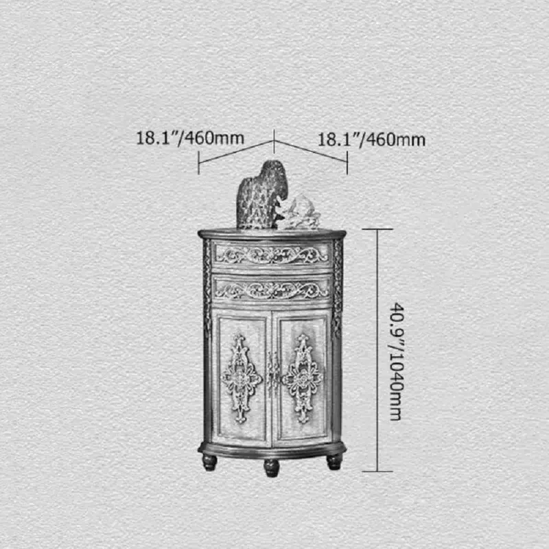 خزانة أدراج زاوية خشبية بتصميم مثلث وأثري