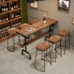 طقم طاولة بار خشبي