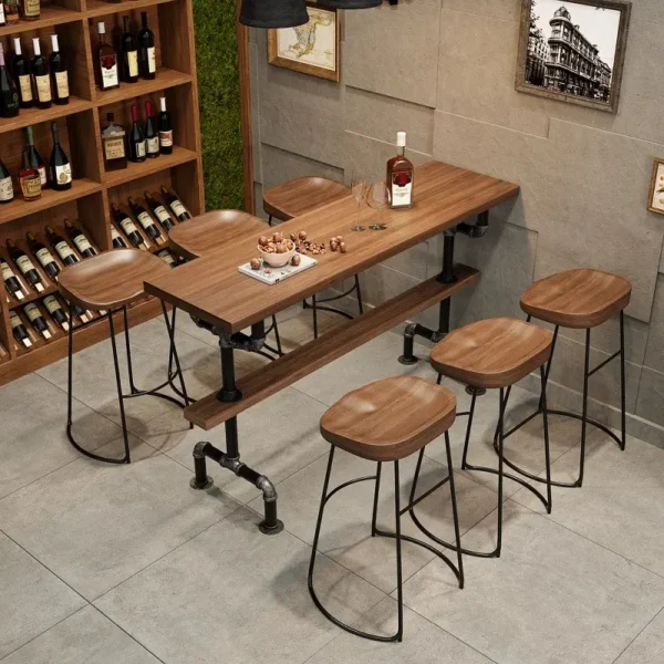 طقم طاولة بار خشبي