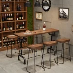 طقم طاولة بار خشبي